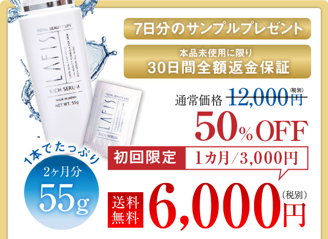 7日分のサンプルプレゼント　本品未使用に限り30日間全額返金保証